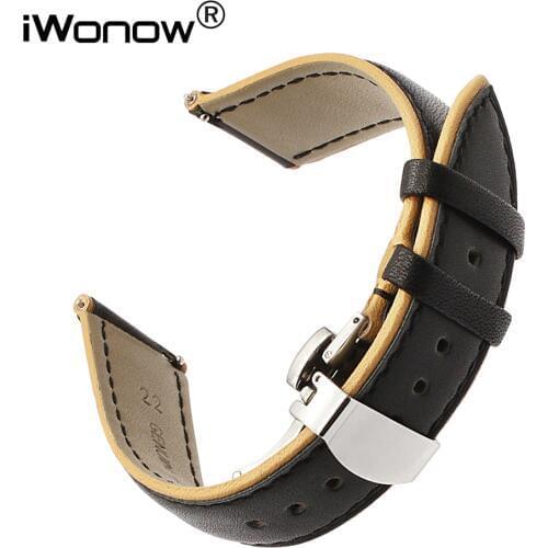 22mm France Genuine Calf Leather Watchband for Seiko Citizen Casio Hamilton Double Color Watch Band Quick Release Wrist Strap