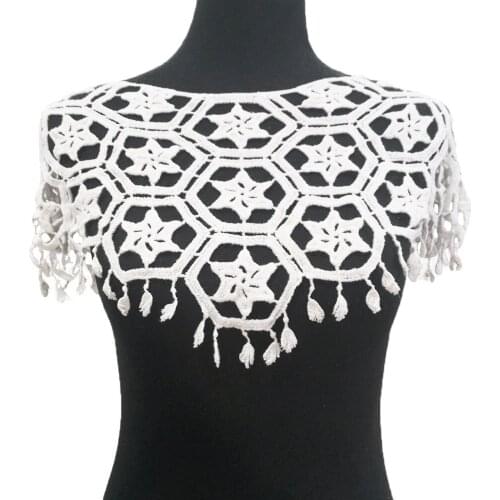 Shawl design lace applique fabric fake collar sewing ladies DIY clothing craft supplies material accessories 1 piece for sale