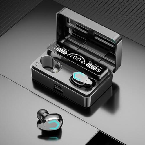 Soleeanre Bluetooth-compatible Earphones Wireless Headphones HD Led Display Earbuds With Microphone Powerbank For ISO Android