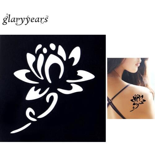 1pc Small Henna Indian Waterproof Tattoo Stencil Blooming Lotus Design Women Body Art Airbrush Paint Temporary Tatoo Sticker G02