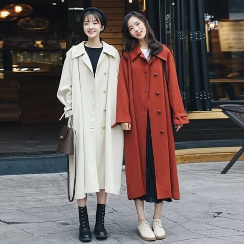 HStar Spring Women Long Trench Coat Vintage Ladies Tide Korean Student Sashes Women Windbreakers Casual Loose Outerwears