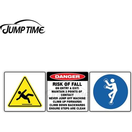 Jump Time 13cm x 6cm Car Sticker Risk Of Fall Maintain Decals Danger Factory Window Bulding Waterproof Vinyl Car Decoration