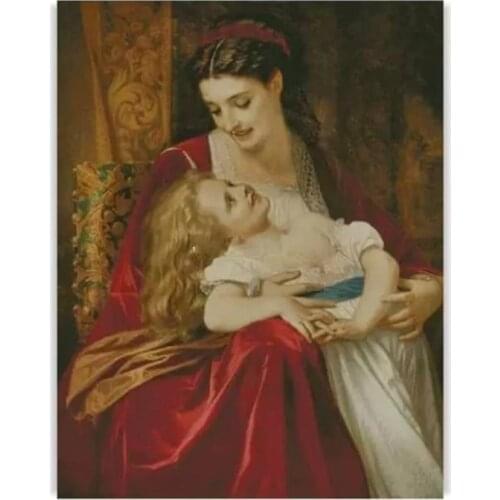 Red Skirt Mother Girl Needlework,High Quality Cross stitch,14CT Unprinted Embroidery kits Art Cross-Stitching,DIY Handmade Decor