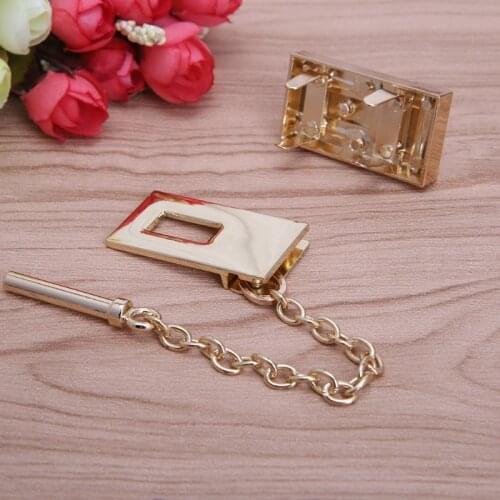 Y166 Rectangle Handbag Twist Lock DIY Craft Case Clasp Metal Buckle Switch Button