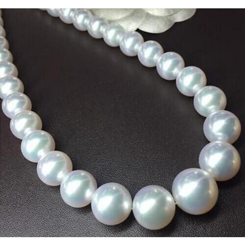 Jewelry Free Shipping huge 18" 11-12mm south sea round white pearl necklace