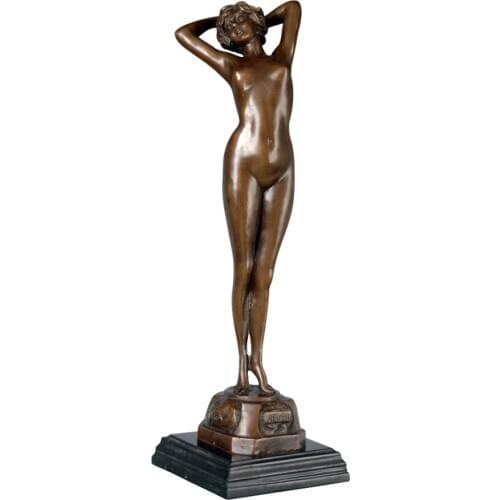 Bronze Standing Nude Female Statue Sexy India Young Woman Belly Dancer Bronze Figurine for Decoration