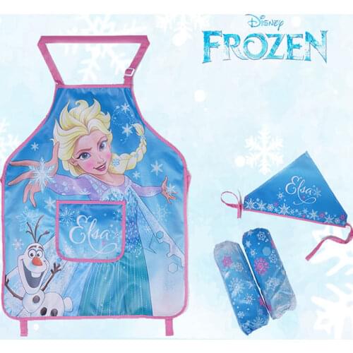 1Set Disney Frozen Princess Aisha Childrens Waterproof Apron Mickey Minnie Painting Coat Creative Cute Apron Reverse Dress
