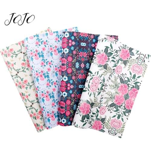 JOJO BOWS 22*30cm 1pc Faux Synthetic Leather Fabric For Needlework Flower Printed Sheet For Bows Party Decoration Apparel Sewing