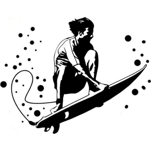 14.8CM*11.4CM Interesting Extreme Surfer Hawaii Sea Beach Sports Silhouette Vinyl Car Sticker S9-1010