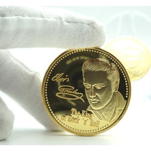 1935-1977 The king of rock music PRESLEY replica gold coins Super Stars Souvenir Coin