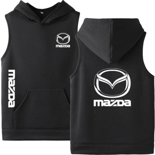 2020 The New Mazda Car Logo Custom Made Casual Sleeveless Man Sweatshirts Pure Cotton Vest Print College Unisex Fashion Hoodies