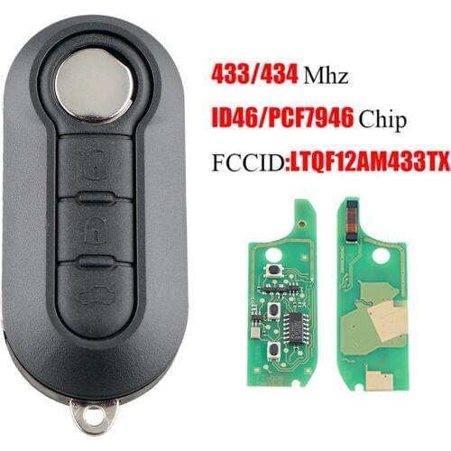 3 Button Remote Key Fob 433MHz ID46 for Fiat 500L MPV for Citroen Jumper for Peugeot Boxer 2008-2015 Keyless Remote Key