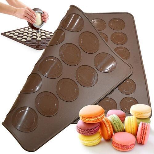 30-Cavity Silicone Macaron Macaroon Cake Pastry Oven Non-stick Baking Mould Sheet Mat Baking Tools