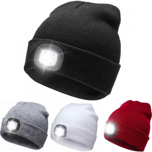30% Hot Sale LED Beanie Hat Flashlight Comfortable Woolen Yarn LED Beanie Hat with Light for Outdoor