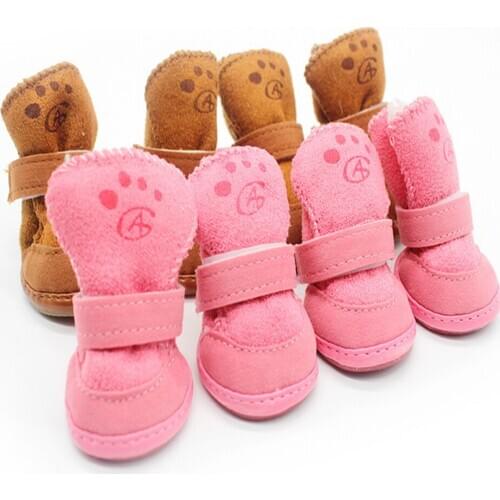 4pcs/Set Thick Snow Shoes For Small Dog Chihuahua Warming Plush Winter Pets Puppy Cats Warm Boots Hunde Schuhe Chaussure Chien