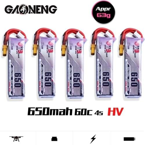 5PCS Gaoneng GNB 650mAh 15.2V 60C/120C 4S HV Lipo Battery With XT30 Plug For Beta85X Whoop Quadcopter FPV Racing Drone