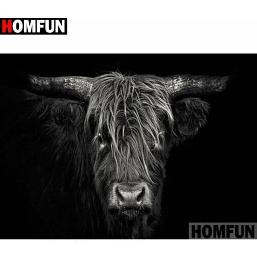 HOMFUN Full Square/Round Drill 5D DIY Diamond Painting "Animal cattle" 3D Diamond Embroidery Cross Stitch Home Decor A20269