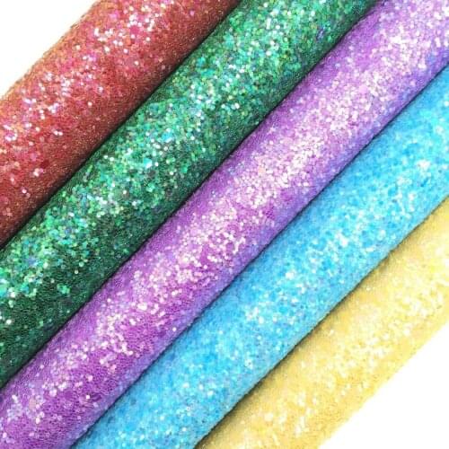 Amonglitter Chunky Glitter Leather Fabric Sheets, Glitter Fabric for DIY Bows Bags and Shoes 21x29cm A4 size MB017A