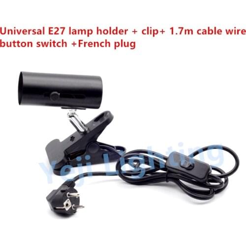Free shipping E27 screw cap Universal clip lamp holder with French plug for Aquarium lamp Telescopic lamp Lighting accessories