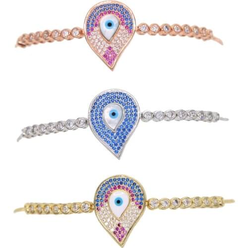 Calssic Charm Bracelets Women Tennis chain bracleet with eye shape sell stone paved High Quality Cz wedding Bracelet