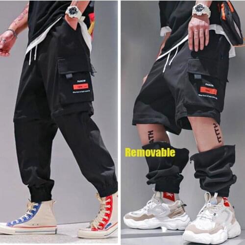 Men Cargo Pants Removable Big Size Loose Sweatpants Outdoor Sport Style Casual Pocket Male Streetwear Summer Trouser New Arrival