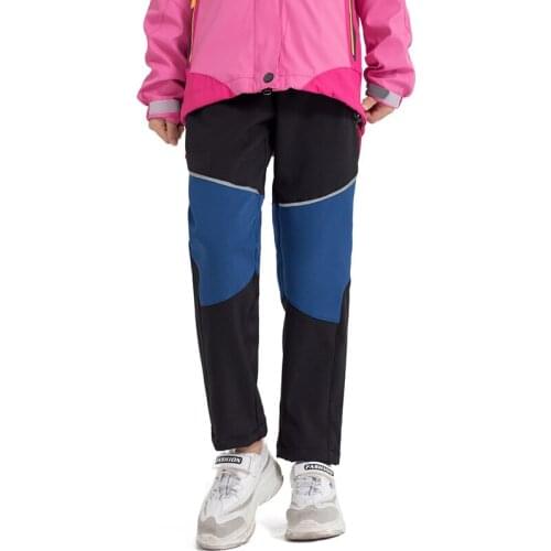 Facecozy Children Winter Skiing Softshell Hiking Pants Waterproof Boys Girls Warm Fleece Trousers for Outdoor Sports Climbing