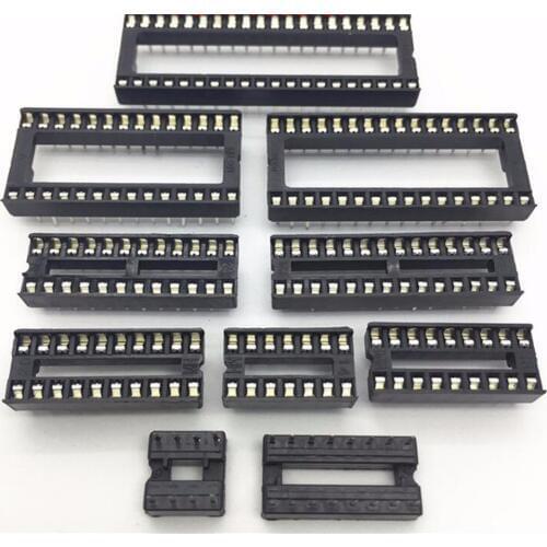 200PCS IC Socket DIP SIP Chip Socket Pin 2.54mm Pitch 6/8/14/16/18/20/24/28Pin 24/28/32/40Pin Wide IC Socket Adapter Solder Type