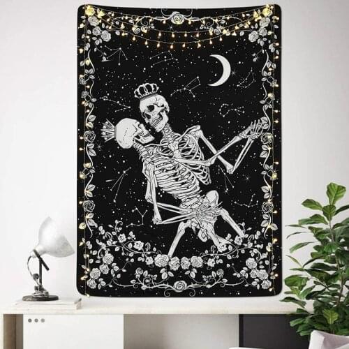 Skull Tapestry Lovers Tapestry Black and White Tapestries Moon and Stars Tapestry Floral Tapestry Wall Hanging for Room 3 Size