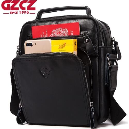 GZCZ Casual Men Shoulder Bag Black Crossbody Bags High Quality Male Bag Soft Leather Handbag Capacity Men Messenger Bags Tote