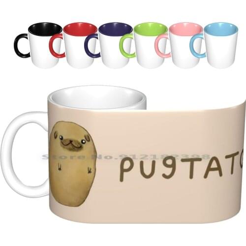 Ceramic Mugs Coffee Cups Milk Tea Mug Potato Tato Tater Spud Pug Dog Puppy Puggle Puggy Boxer Bulldog French Eyes Fat Canine
