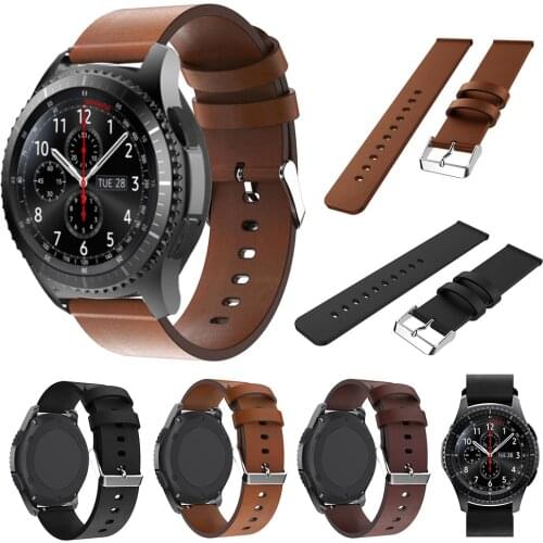 22mm Leather Strap For Samsung Gear S3 Frontier Classic Replacement Watchband For Samsung Galaxy Watch 46mm/Galaxy Watch3 45mm