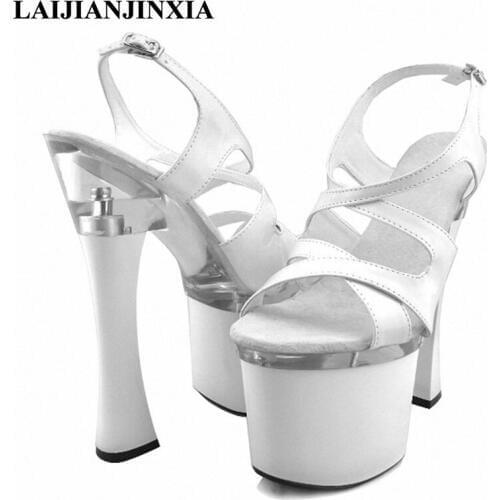 LAIJIANJINXIA Women New 18cm Square High Heels Platform Sandals Night Club Party Wedding Dress Dancing Shoes Pole Dance Shoes