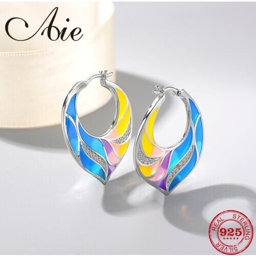 2018 Fashion gift 925 Sterling Silver like strip Colourful Enamel sparkling CZ fine Dangle Earrings Party Jewelry