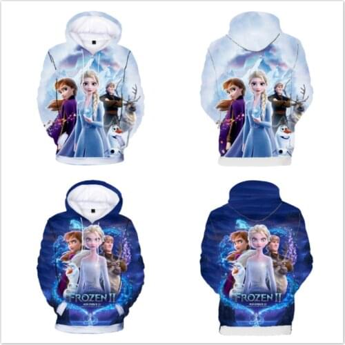 Cartoon Frozen 2 Elsa Anna Kids Baby Boy Girl Toddler 3D Print Princess Hoodies Tracksuit Children Clothing Cute Top Sweatshirts
