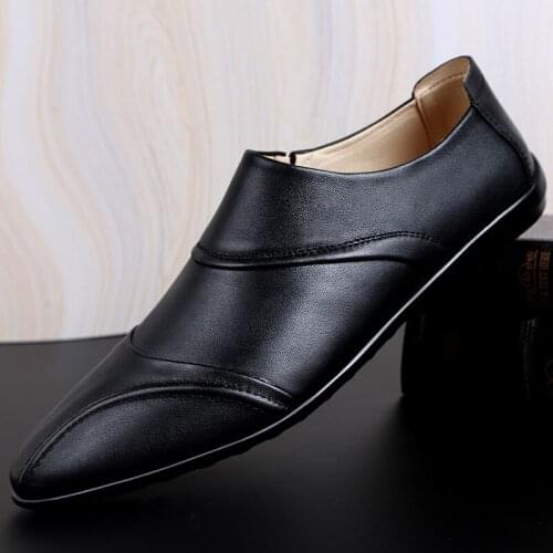 Genuine Leather Mens Shoes Fashion Design Luxury Casual Shoes Men Loafers Soft Breathable Driving Business Flats Slip-on Shoe