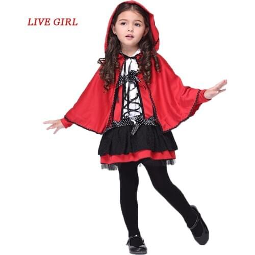 LIVA GIRL new arrival children girl Little Red Riding Hood cosplay dress princess halloween costume