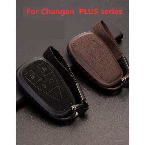 New Plastic+Leather Car Key Case Cover Shell For Changan CS35PLUS CS55PLUS CS75PLUS 2019-2020 Accessories