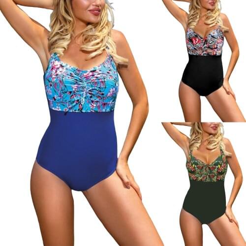 Hirigin New Womens Patchwork Jumpsuit Swimsuit Drawstring Low Neck Triangle Slim Sling Swimwear for Beach Swimming