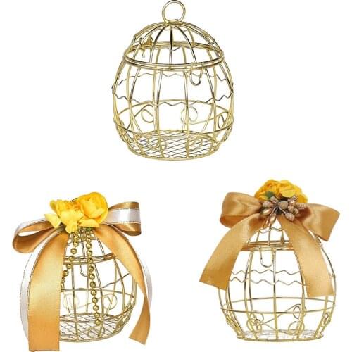 Hollow Bird Cage Wedding Party Gift Box Tinplate Candy Chocolate Box Deluxe
