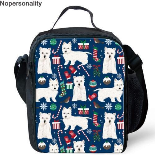 Nopersonality Portable Insulated Lunch Bags For Kids Thermal Food Warm Westie Dog Printing Food Bags Picnic Tote Bags Snack Box
