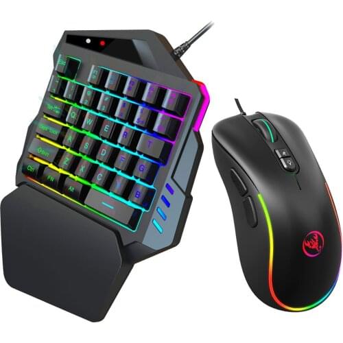 Portable One-Handed Gaming Keyboard RGB LED Backlit 35 Keys With Wrist Rest For Game PC Computer Mac Laptop