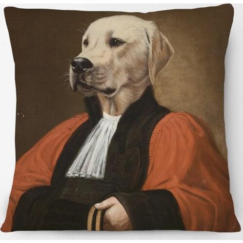 Dogs Portraits Posters Cushion Covers European Oil Painting Schnauzer Dalmatian Dog Print Decorative Pillow Case