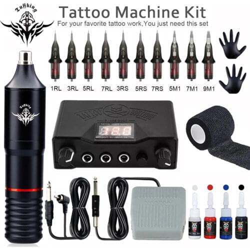 Professional Tattoo Machine Kit Complete Rotary Pen Set Tattoo Cartridge Needles For Permanent Makeup Eyebrow Tattoo Body Artist