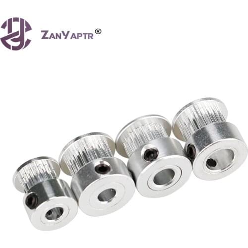5Pcs GT2 Pulley 20 Tooth 20tooth Bore 5mm 6.35mm 8mm teeth Timing Gear Alumium For 2GT belt Width 6mm For 3D printer parts