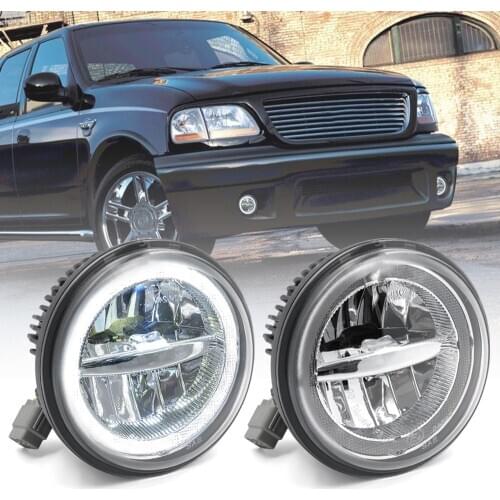 2Pcs LED Fog Driving Light Assy for Ford F150 Pick up F250 LD Pick up F350 Super Duty Halo Ring DRL Daytime Running Lamp