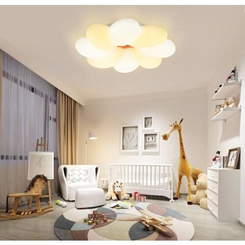 LED Flower Ceiling Lamp Childrens Room Bedroom Study Petal Lamp Ins Wind Girl Princess Ceiling Lamp Lights for Room