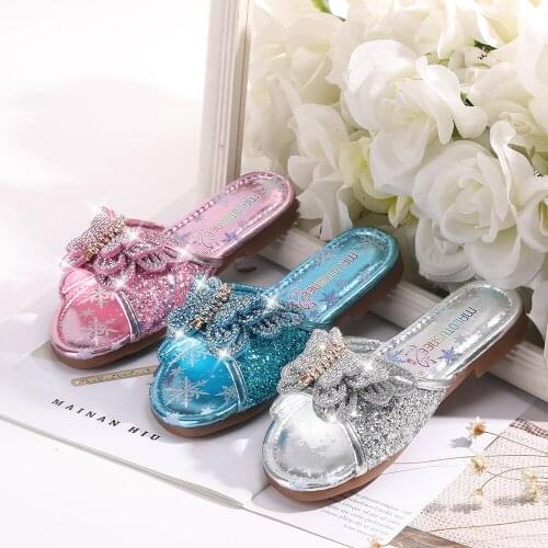 Girls' Comfort / Flower Girl Shoes Slippers & Flip-Flops Teenager Leatherette Sparkling Glitter Low Heel With Rhineston