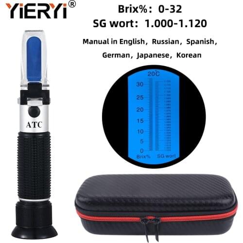 Yieryi New Hand Held 0~32% Brix 1.000-1.120 Beer Wort SG Specific Gravity Refractometer With Black bag