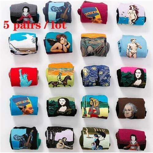 Women Socks Starry Night Autumn Winter Retro Personality Art Van Gogh Mural World Famous Painting Male Socks Oil Funny Happy Sox