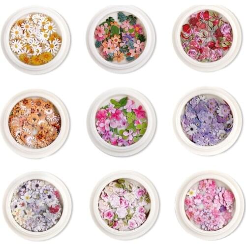1 Set 9 Styles Wood Pulp Sheets DIY 3D Flower Nail Decal Stickers for UV Epoxy Resin Molds Nail Art Manicure Handcraft